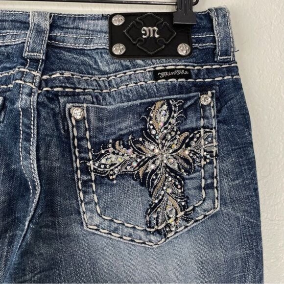 Miss Me Ankle Straight embellished rhinestone pocket jeans 26 - Picture 8 of 12